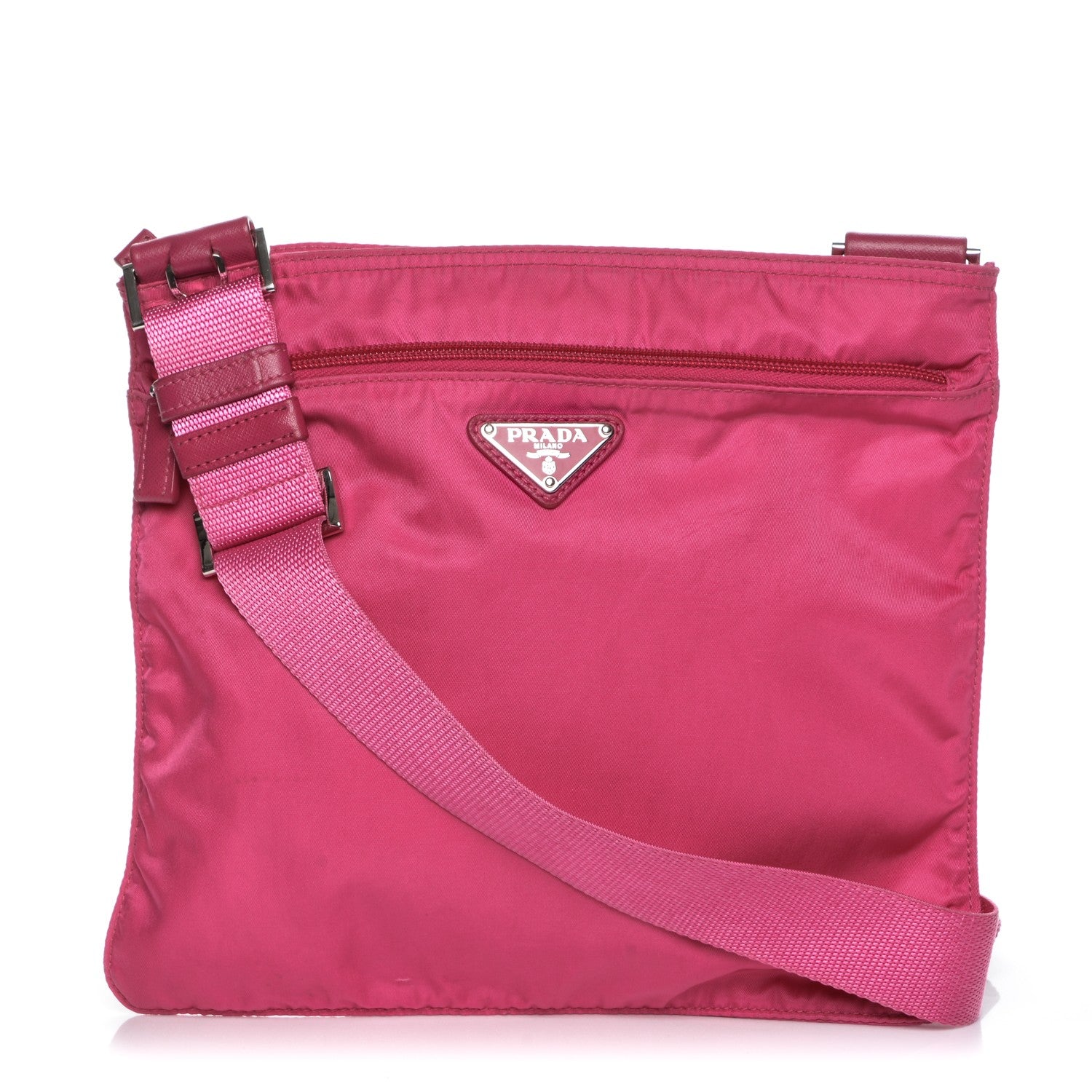 Prada Nylon Vela Flat Messenger Bag Fuxia 1 of 9