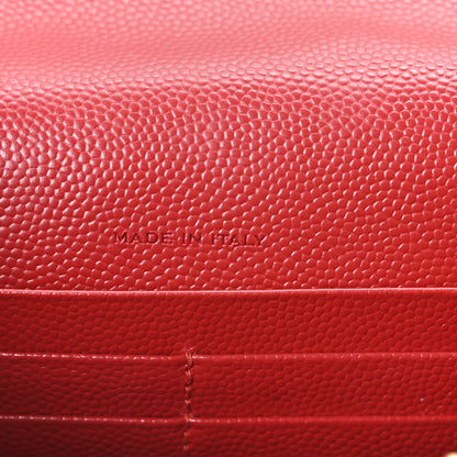 Saint Laurent Grain De Poudre Matelasse Chevron Monogram Envelope Chain Wallet New Red 7 of 10