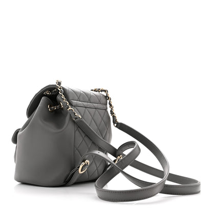 Chanel Lambskin Quilted Small Duma Drawstring Backpack Grey 3 of 11