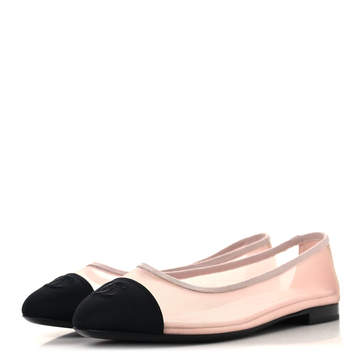 Mesh Grosgrain CC Ballerina Flats 39.5 Pink Black