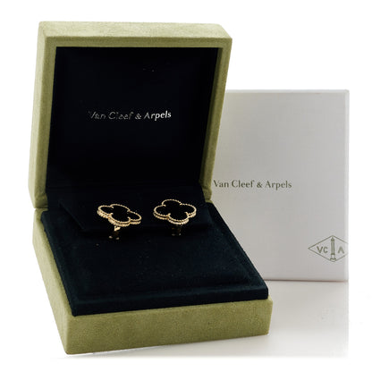 Van Cleef & Arpels 18K Yellow Gold Black Onyx Magic Alhambra Earrings 2 of 5