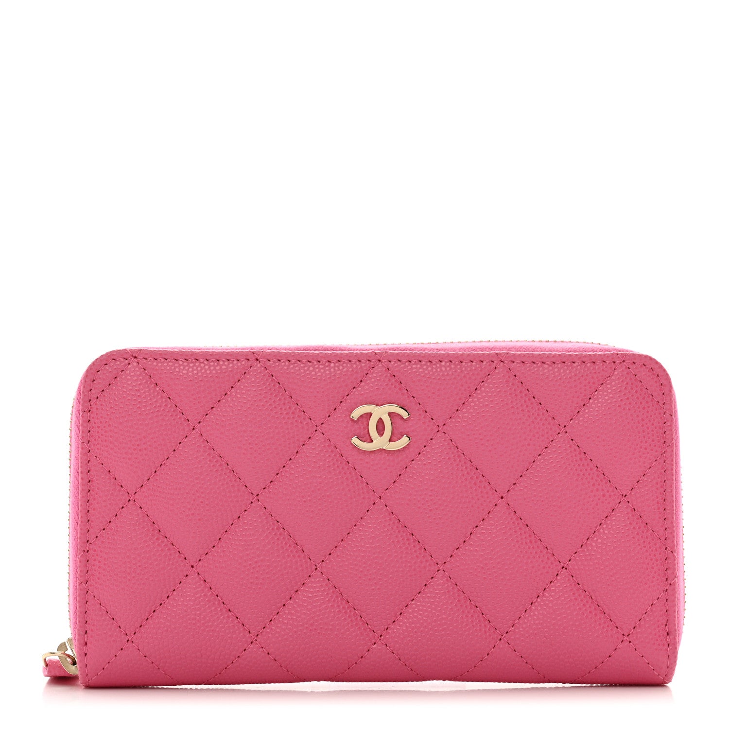 Chanel Caviar Quilted Medium Zip Around Wallet Pink 1 of 9