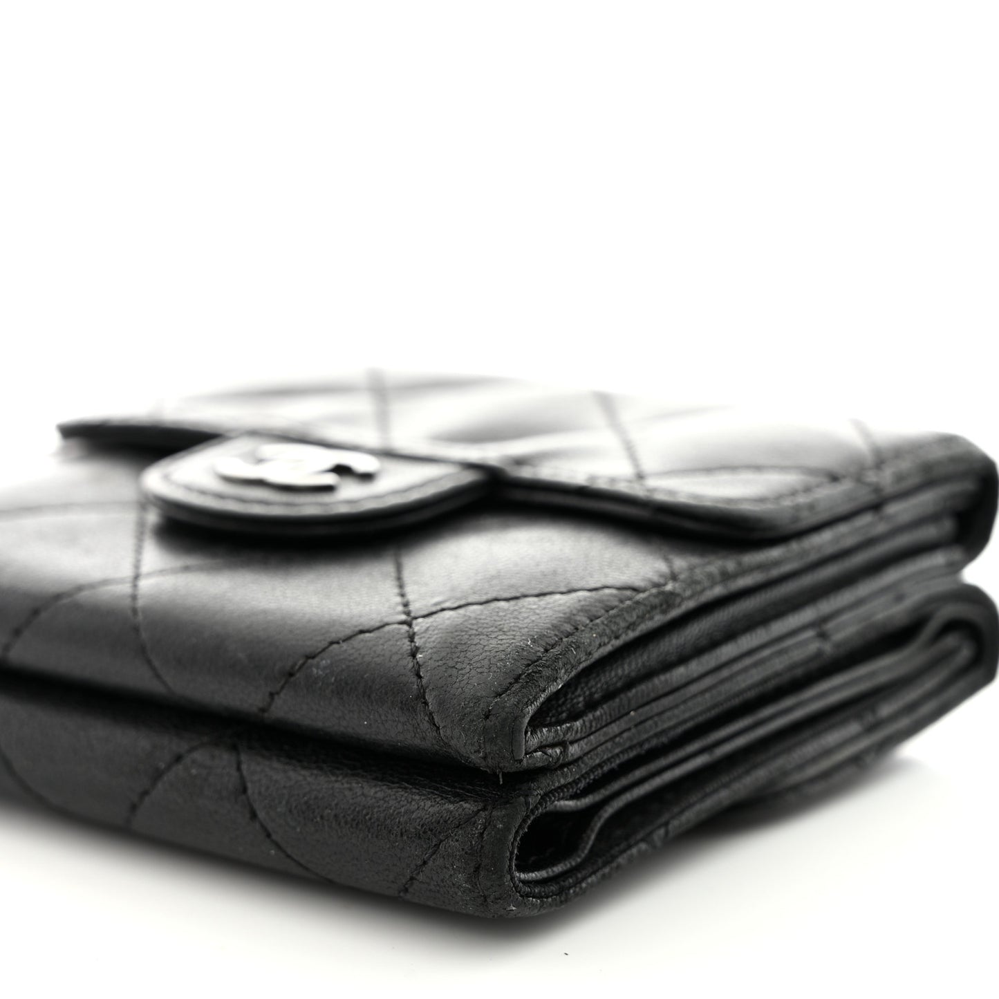 Lambskin Quilted Double Sided Wallet Black
