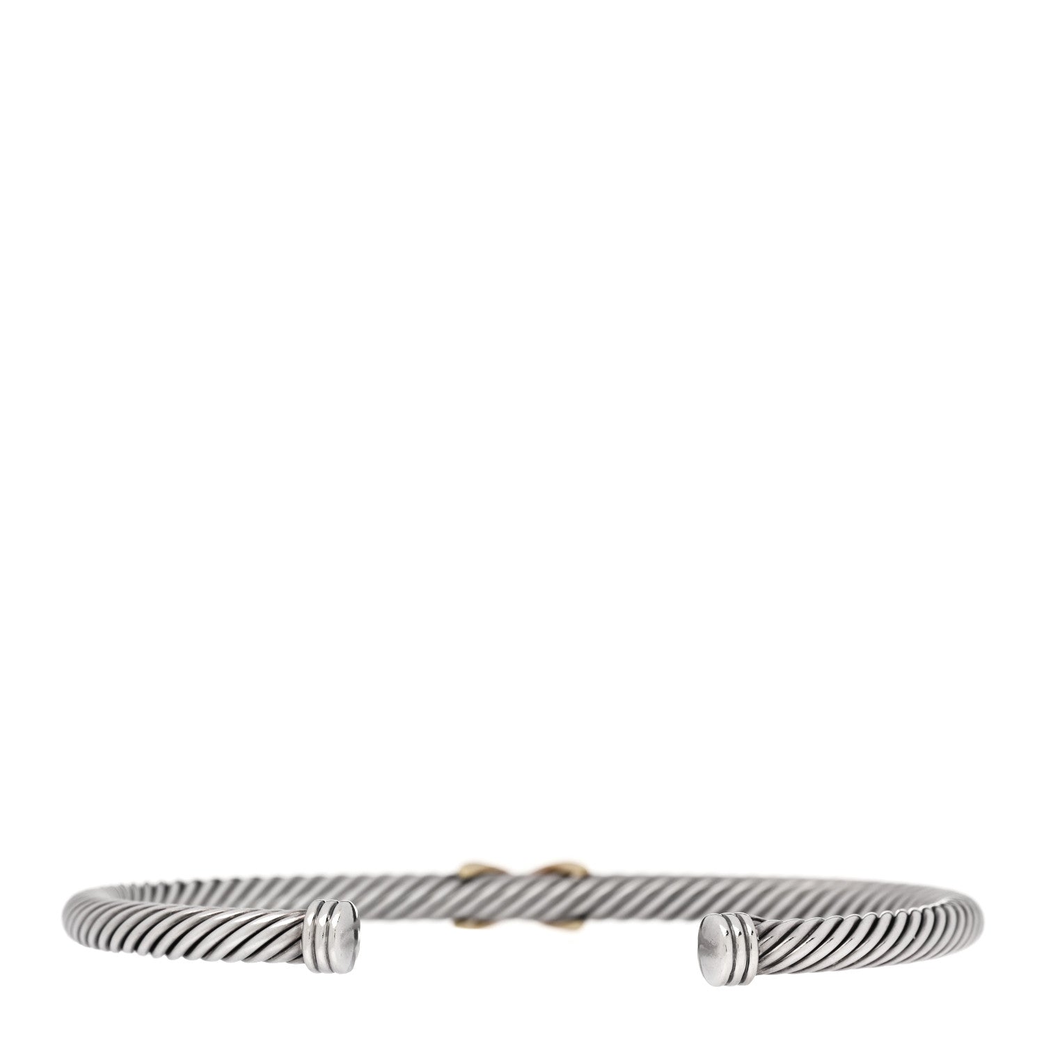 David Yurman Sterling Silver 18K Yellow Gold 4mm X Station Cable Bracelet 2 of 3