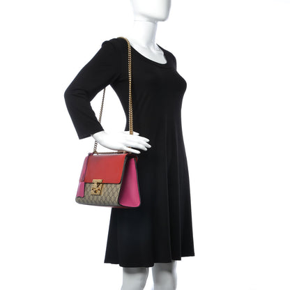 Gucci GG Supreme Monogram Calfskin Medium Padlock Shoulder Bag Beige Hibiscus Red New Rosette 2 of 12