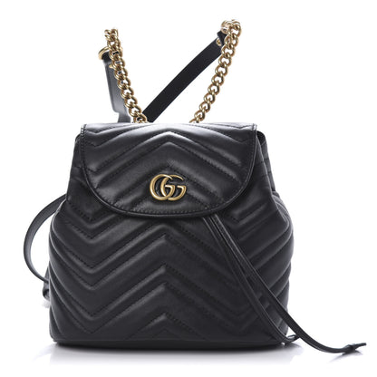 Gucci Calfskin Matelasse GG Marmont Flap Backpack Black 1 of 9