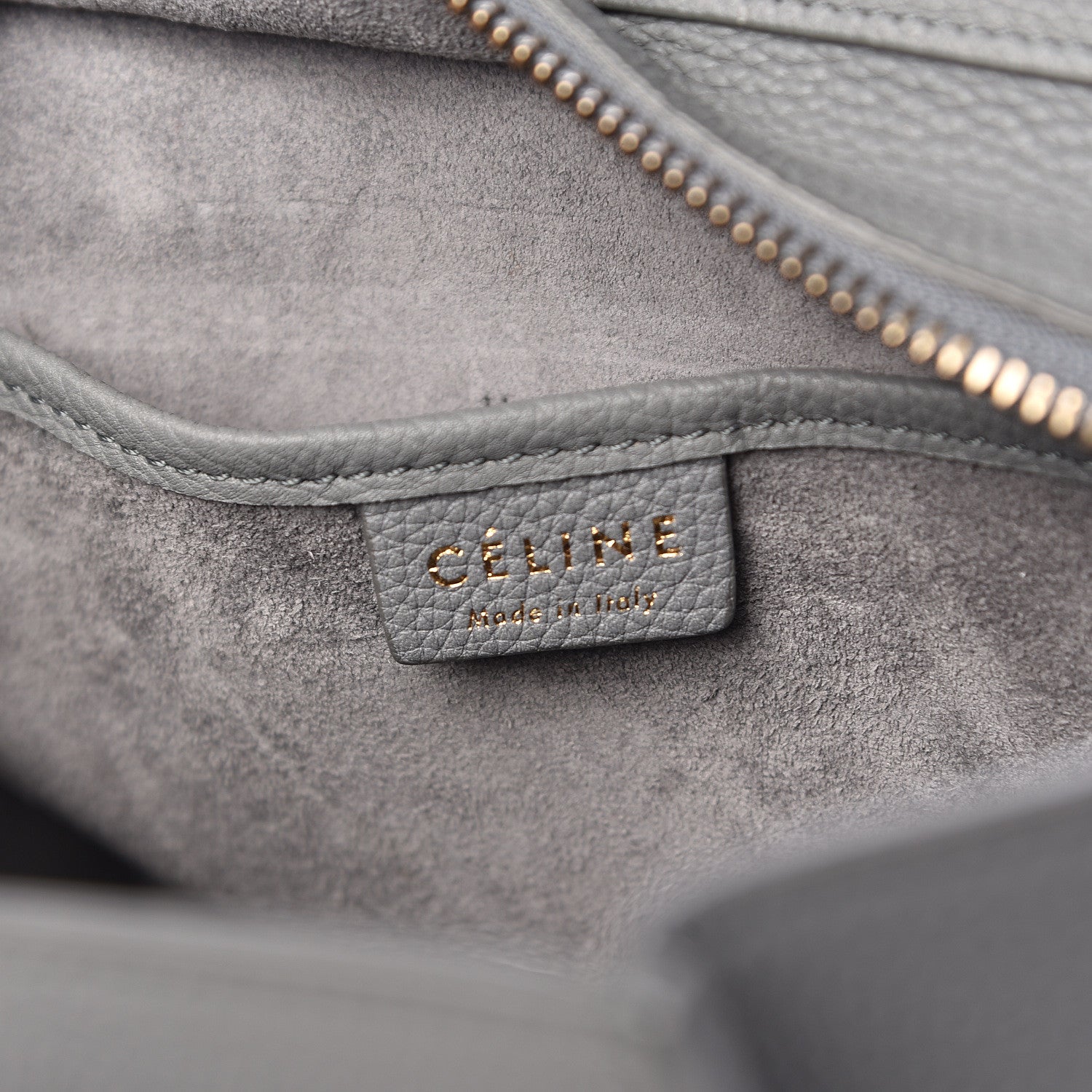Celine Drummed Calfskin Nano Luggage Kohl 6 of 10