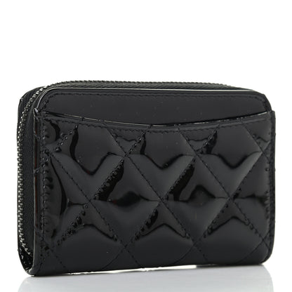 Chanel Patent Calfskin Quilted Zip Coin Purse Wallet So Black 2 of 6