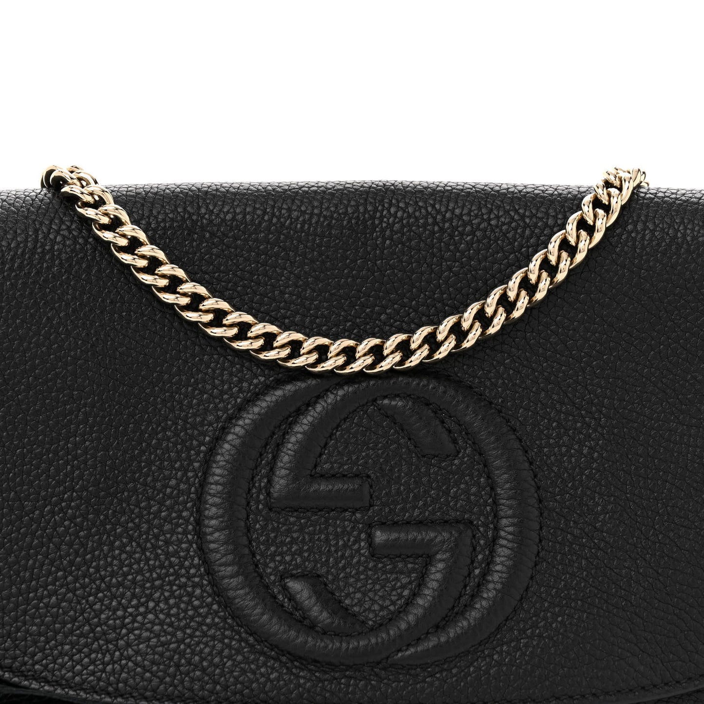 Pebbled Calfskin Medium Soho Flap Crossbody Black