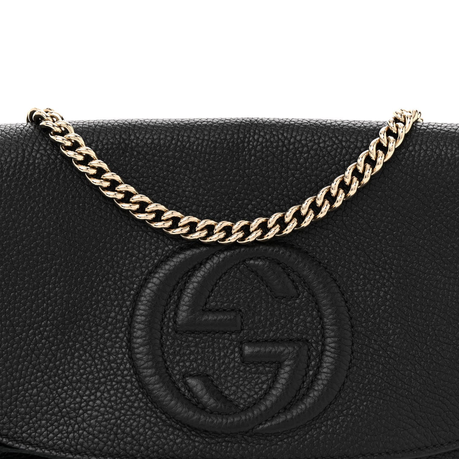 Gucci Pebbled Calfskin Medium Soho Flap Crossbody Black 8 of 11