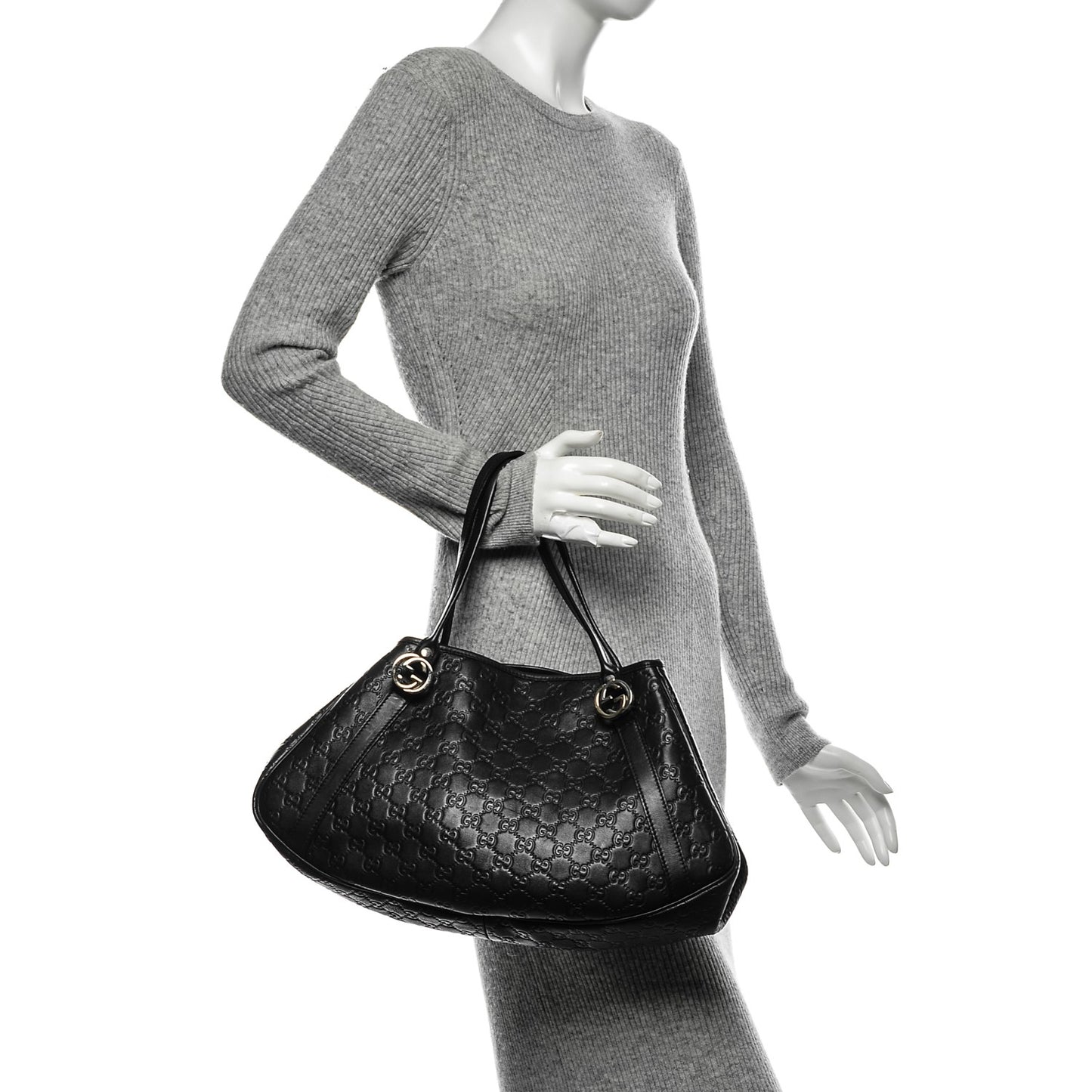 Guccissima Medium GG Twins Shoulder Bag Black