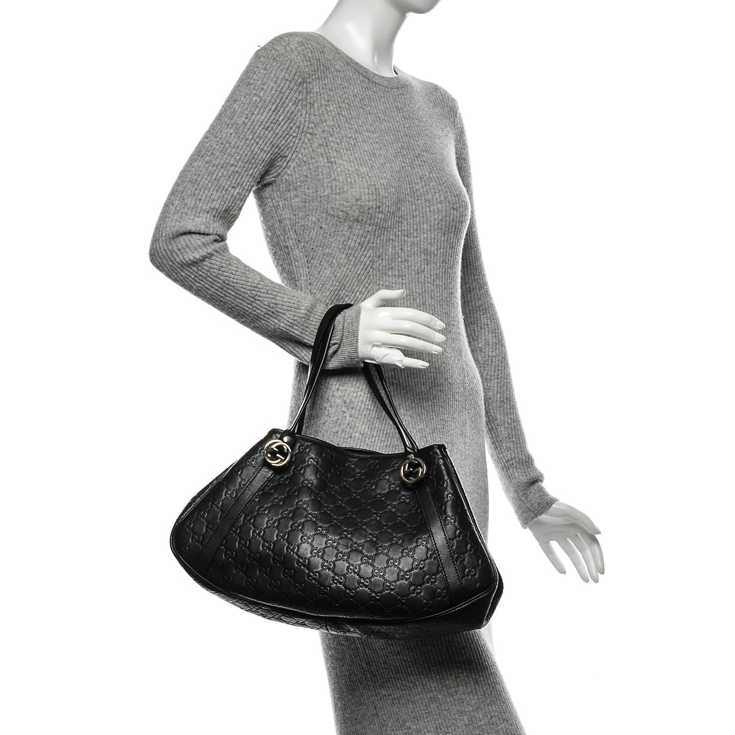 Gucci Guccissima Medium GG Twins Shoulder Bag Black 2 of 8