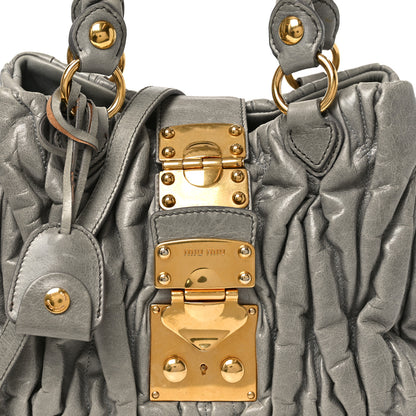 Miu Miu Nappa Matelasse Top Handle Satchel Fumo 7 of 9