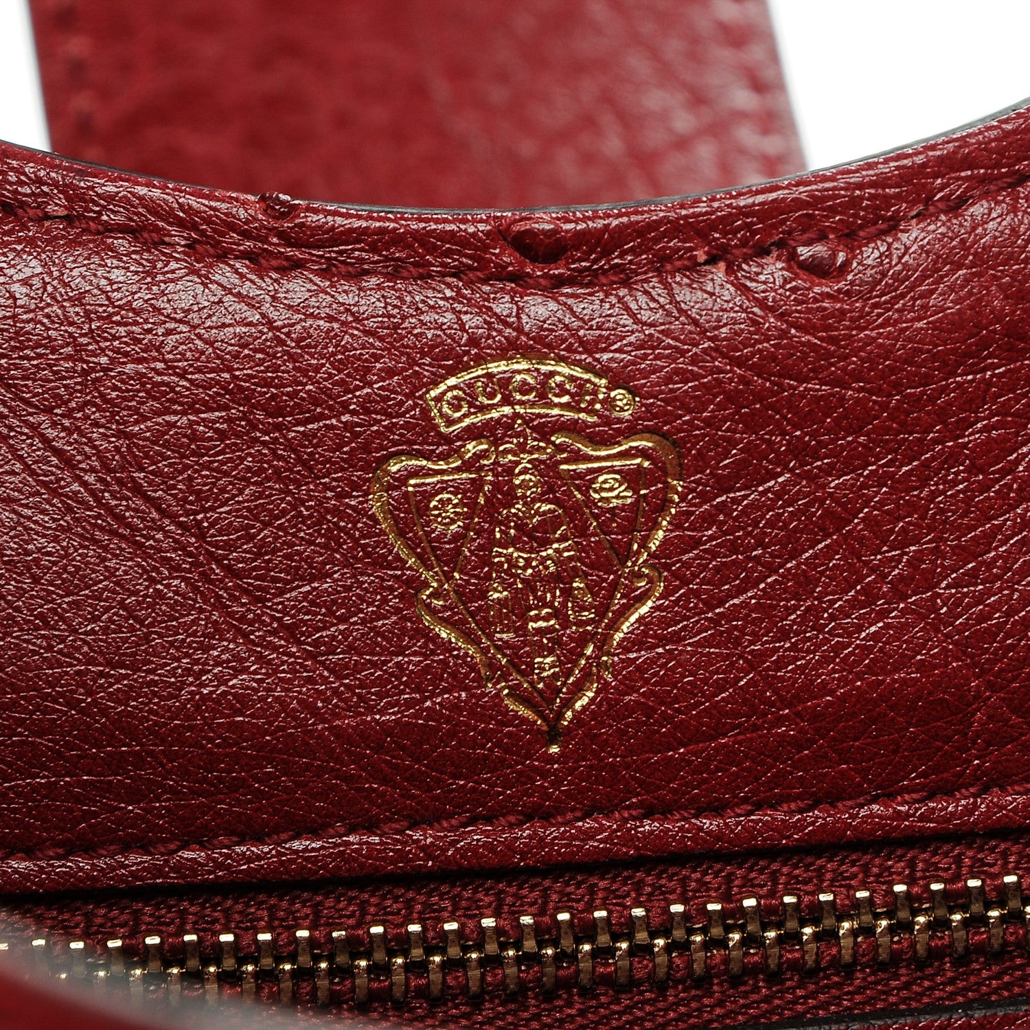 Gucci Ostrich Stirrup Top Handle Bag Raspberry 6 of 7