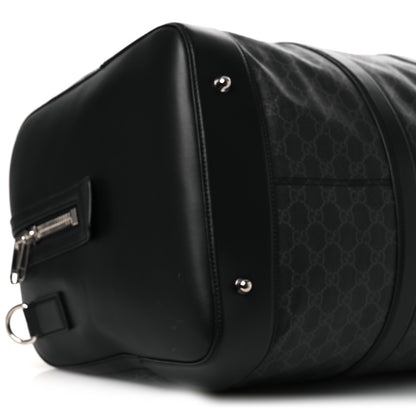 Gucci Soft GG Supreme Monogram Appia Calfskin Web Large Carry On Duffle Bag Black Grey 8 of 13