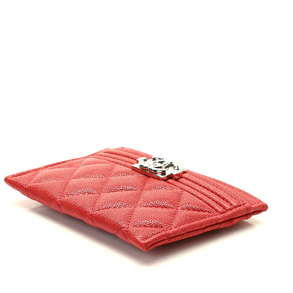 Chanel Caviar Quilted Boy Card Holder Red 4 of 8