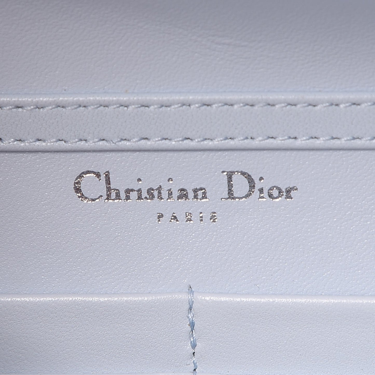 Grained Calfskin Diorama Wallet on Chain Pouch Light Blue
