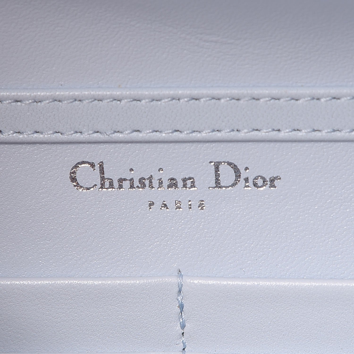 Christian Dior Grained Calfskin Diorama Wallet on Chain Pouch Light Blue 6 of 15