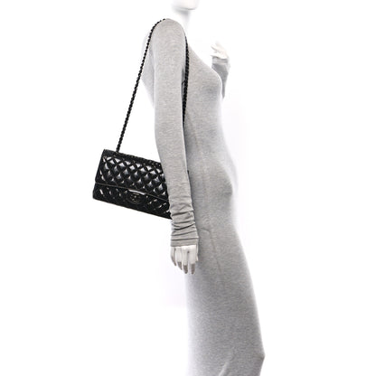 Chanel Shiny Crumpled Calfskin Quilted Medium Double Flap So Black 2 of 11