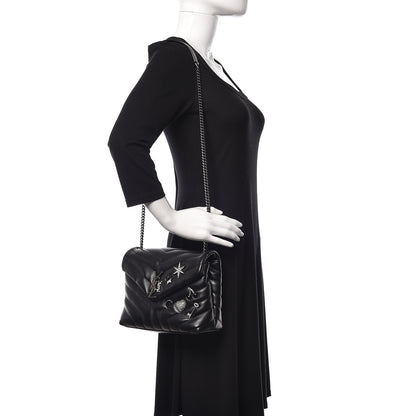 Saint Laurent Calfskin Y Quilted Monogram Small Charm Loulou Chain Satchel Black 2 of 10