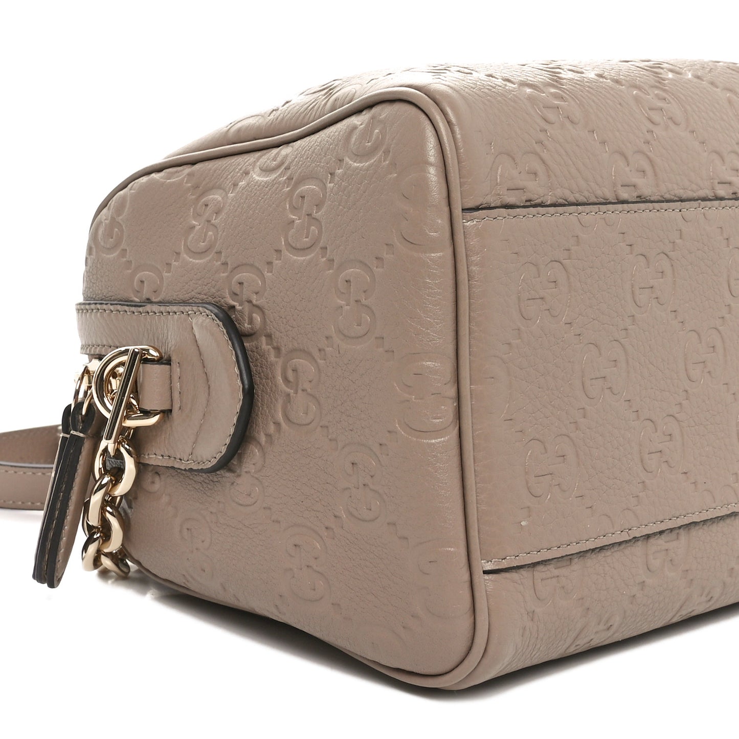 GG Grainy Calfskin Emblem Small Top Handle Bag Taupe