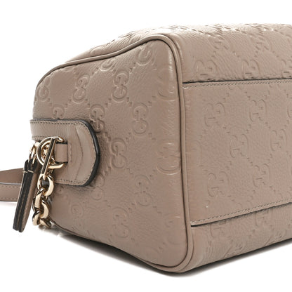 Gucci Calfskin GG Emblem Small Top Handle Bag Taupe 9 of 10