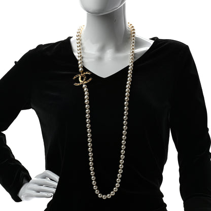 Chanel Graduated Pearl CC Long Necklace Gold 2 of 5