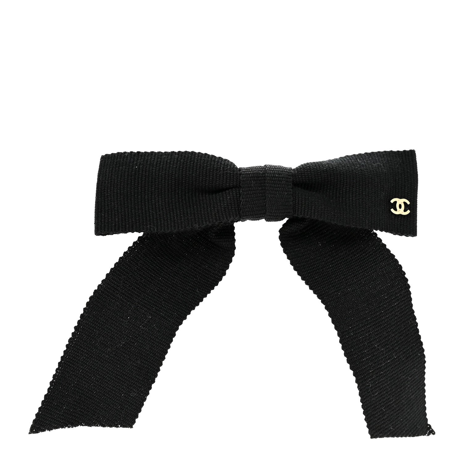 Chanel Grosgrain Bow CC Hair Clip Black 1 of 3