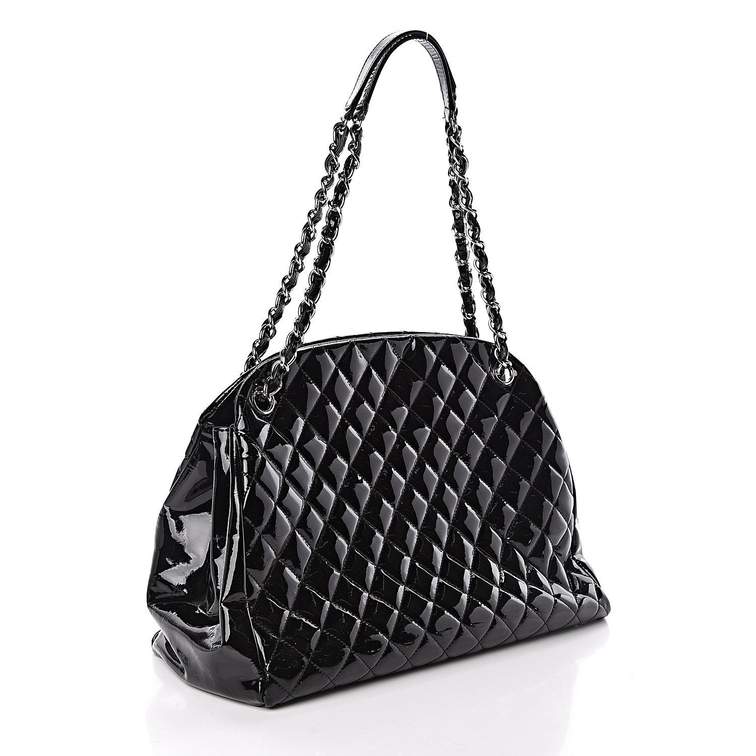 Chanel Patent Quilted Large Just Mademoiselle Bowling Bag Black 3 of 10