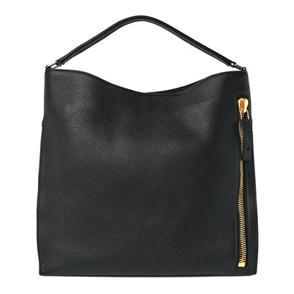 Tom Ford Pebbled Calfskin Small Alix Padlock Zip Hobo Bag Black 3 of 14