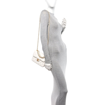 Chanel Shiny Lambskin Quilted Pearl Twist Mini Square Flap White 2 of 10