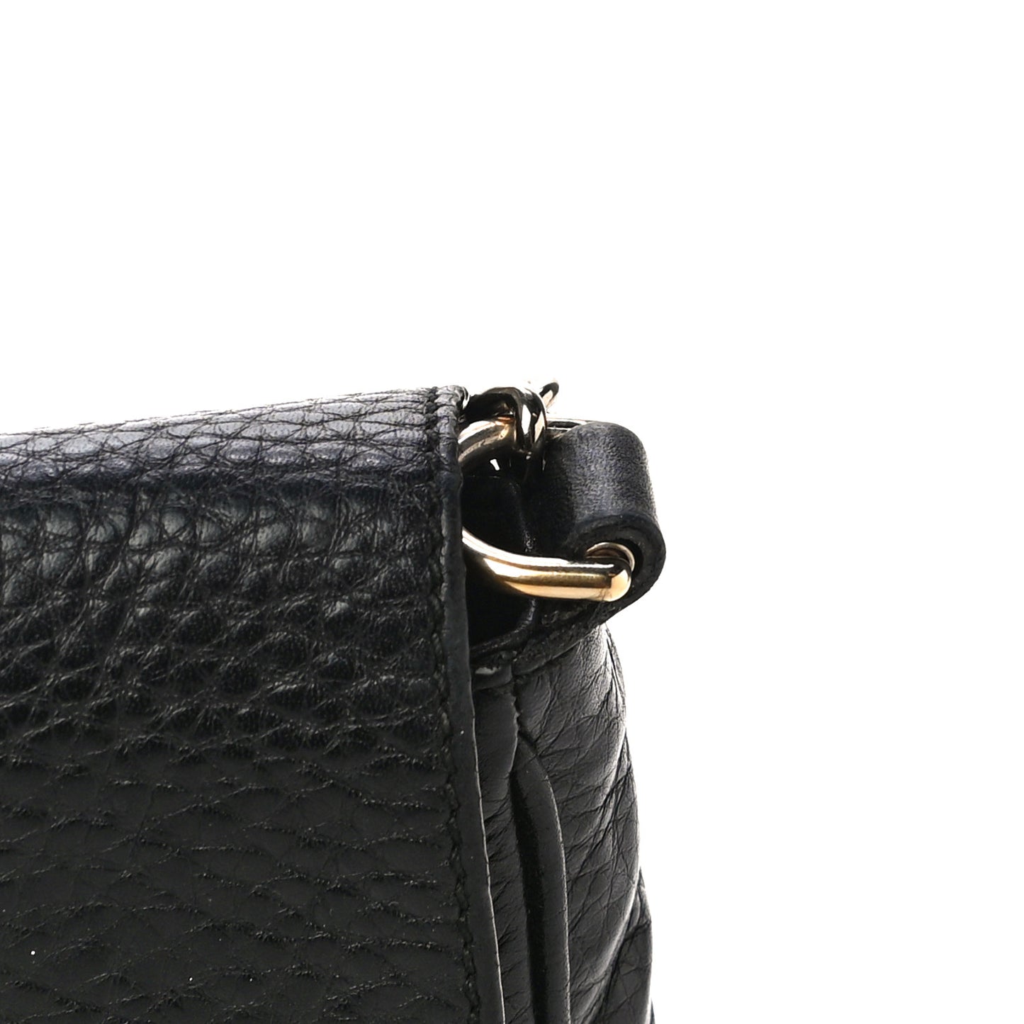 Pebbled Calfskin Medium Soho Flap Crossbody Black