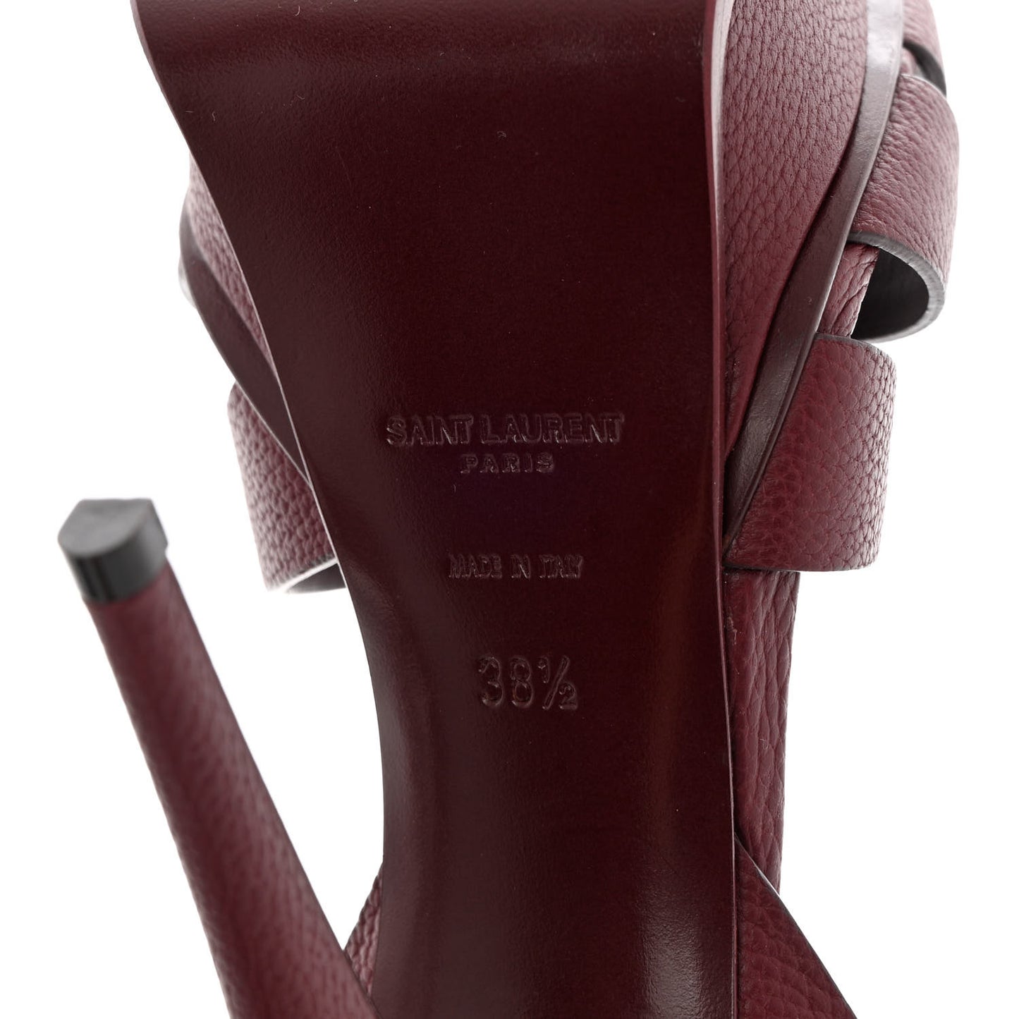 Grained Calfskin Tribute 105 Platform Sandals 38.5 Rouge Legion