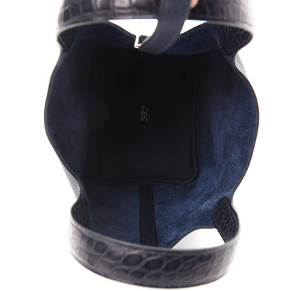 Hermes Taurillon Clemence Matte Alligator Picotin Lock Touch 18 PM Bleu Nuit 5 of 11