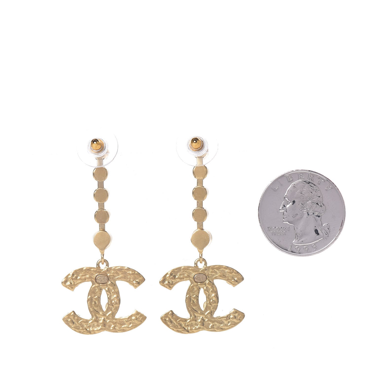 Chanel CC Crystal Drop Earrings Gold 2 of 5