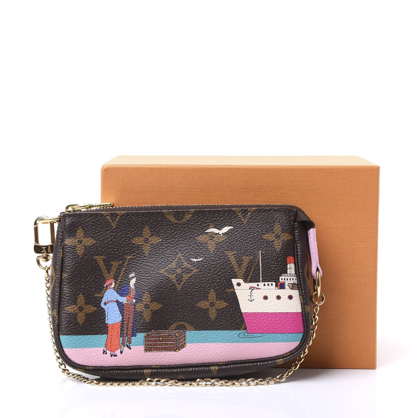 Monogram 2016 Christmas Animation Mini Pochette Accessories Rose Ballerine