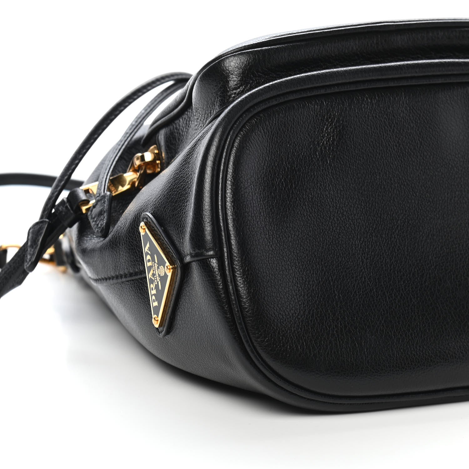 Prada Vitello Daino Drawstring Bucket Black 6 of 7