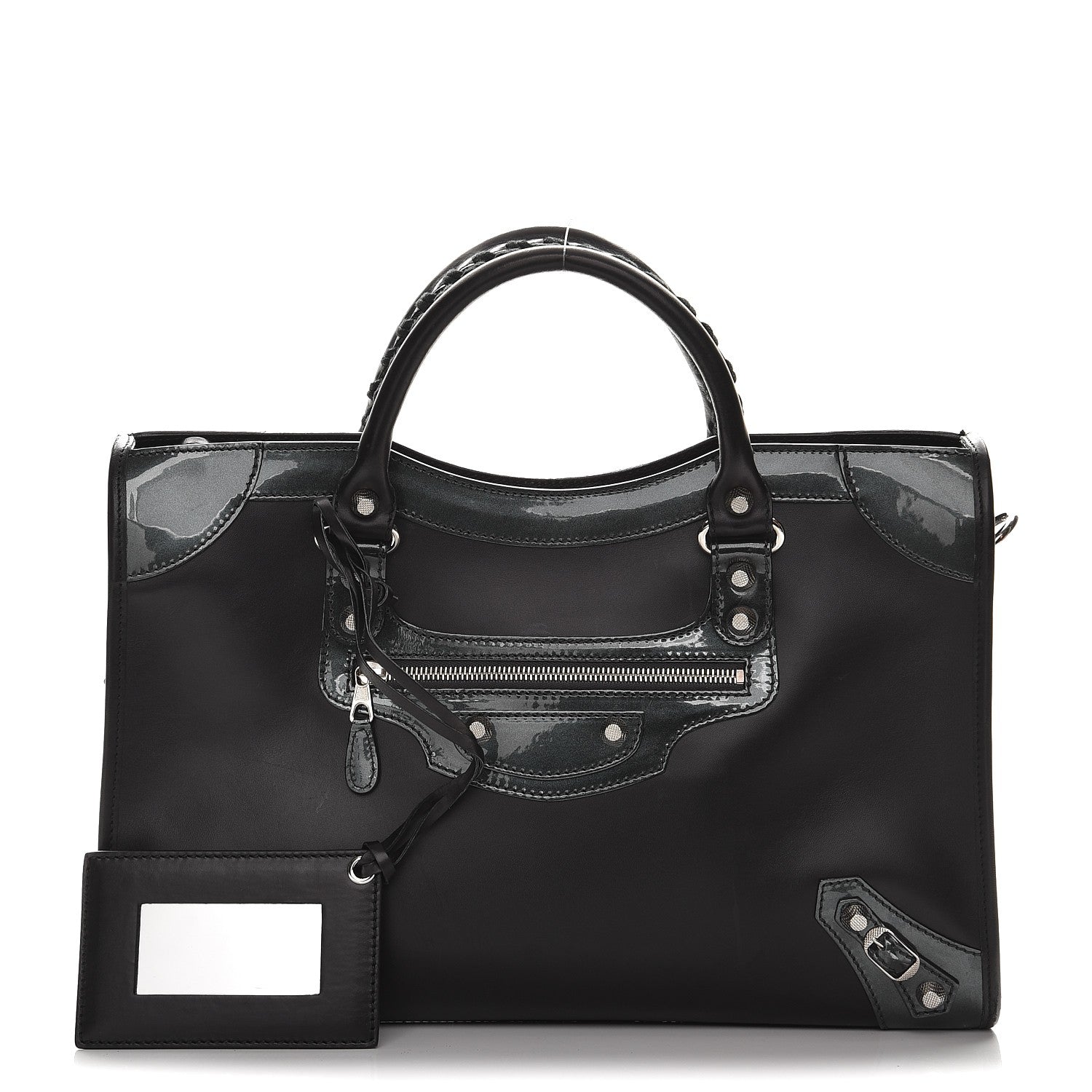 Balenciaga Smooth Calfskin Metallic Patent Giant 12 Silver Hardware City Black Gris 1 of 11