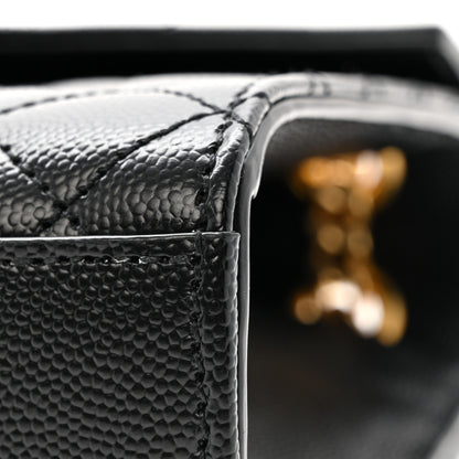 Saint Laurent Grain De Poudre Textured Mixed Matelasse Triquilt Medium Monogram Satchel Black 11 of 12