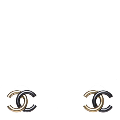 Chanel Metal CC Earrings Gold Ruthenium 1 of 5