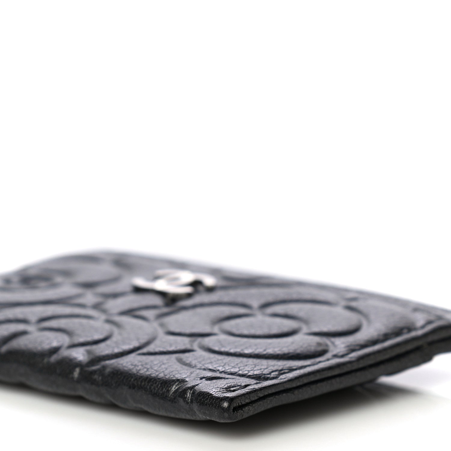 Chanel Goatskin Camellia Embossed Card Holder Grey 11 of 12