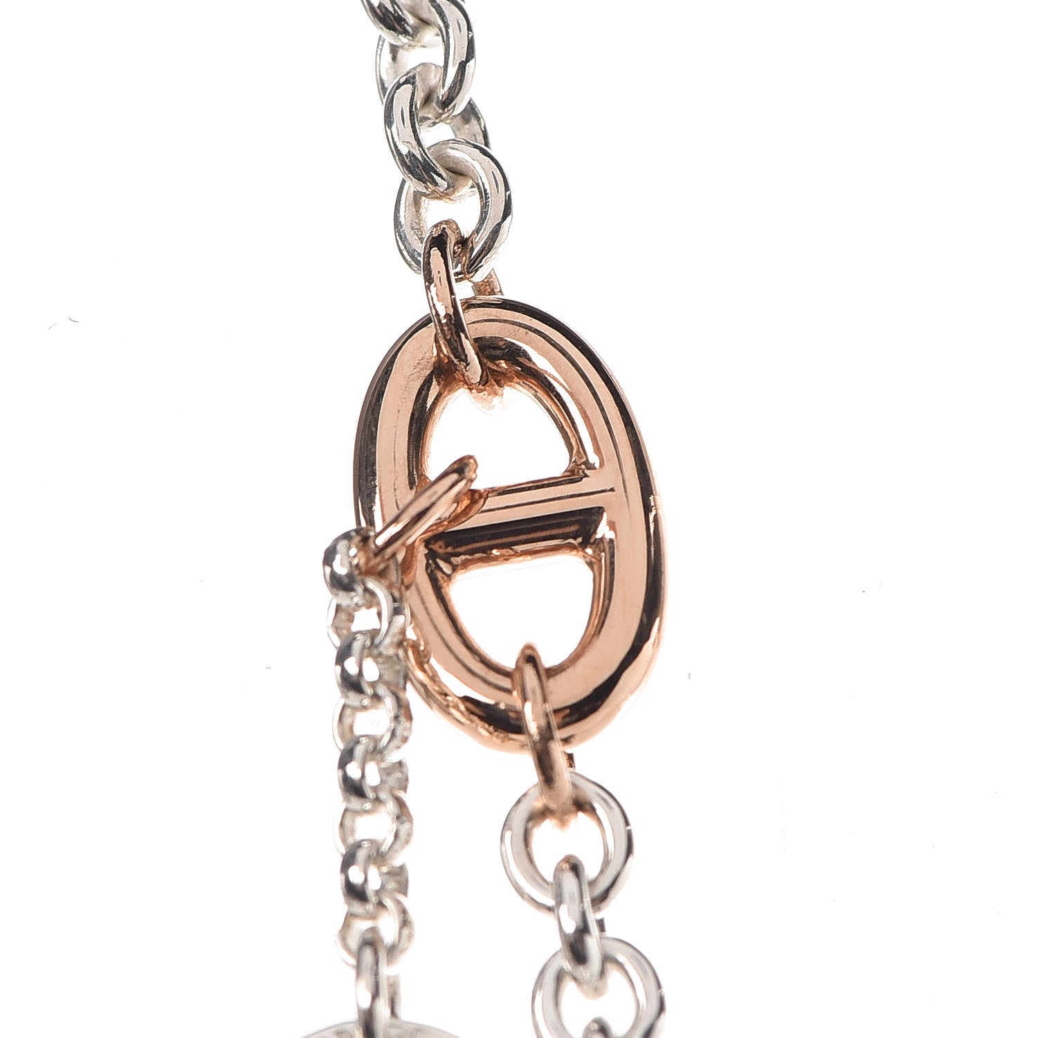 Hermes Sterling Silver 18K Rose Gold Collier Carr Farandole Necklace 5 of 6