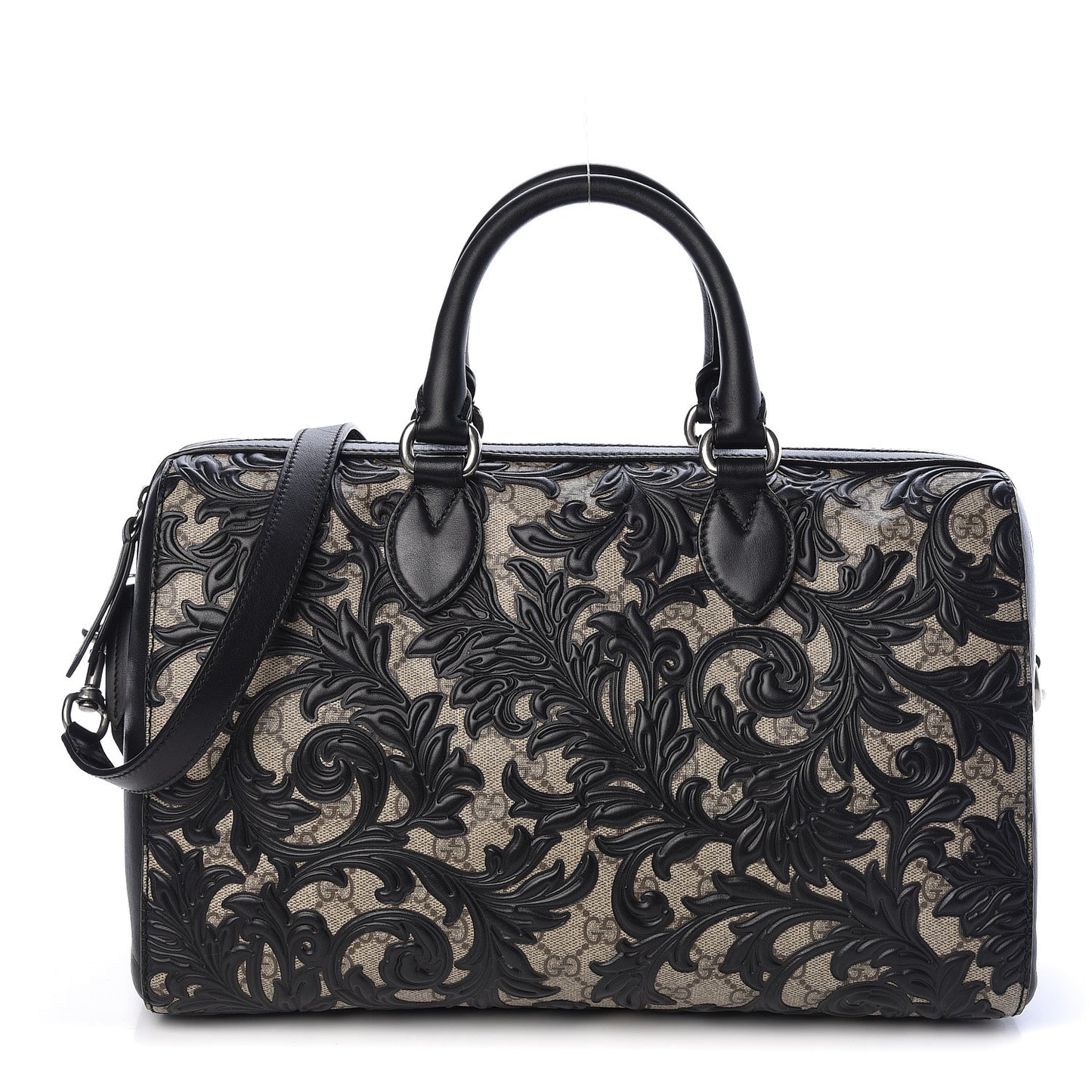 GG Supreme Monogram Arabesque Medium Boston Black