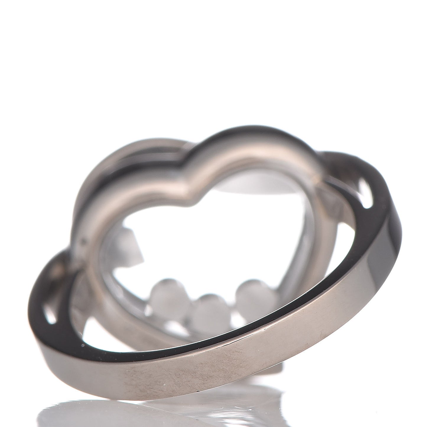 18K White Gold 3 Diamond Happy Diamonds Heart Ring 52 6