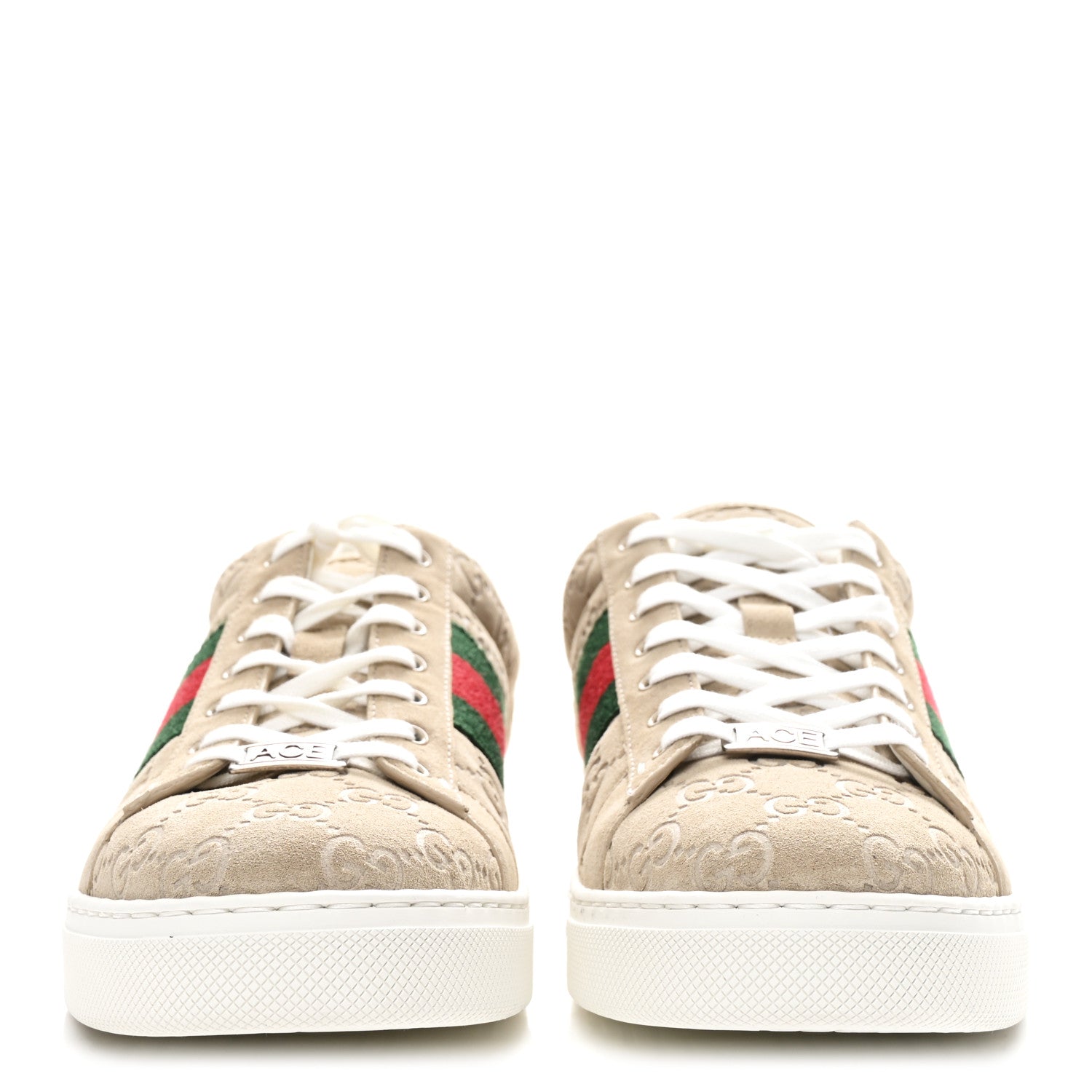 Gucci GG Suede Monogram Web Mens Sneakers 9 Oatmeal Mystic White 3 of 10