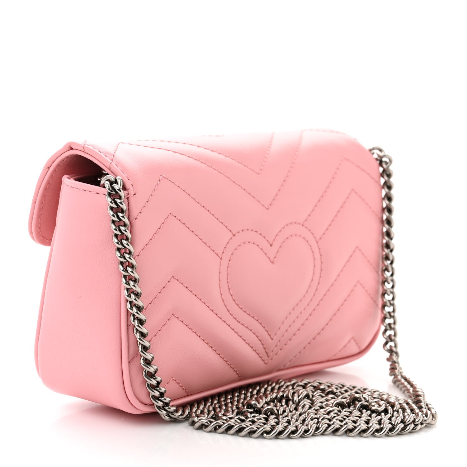 Gucci Calfskin Matelasse Super Mini GG Marmont Shoulder Bag Wild Rose 3 of 11