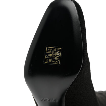 Hermes Knit Calfskin Fontaine 60 Boots 36.5 Black 14 of 16