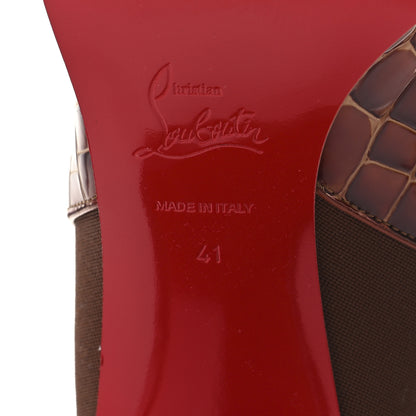 Christian Louboutin Calfskin Alligator Embossed CL Chelsea 70 Booty 41 Acajou 7 of 9
