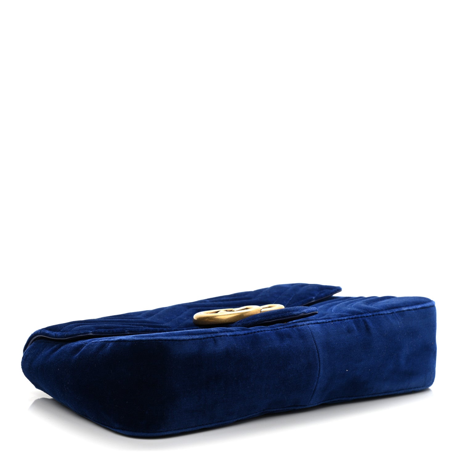 Gucci Velvet Matelasse Medium GG Marmont Shoulder Bag Cobalt Blue 4 of 14