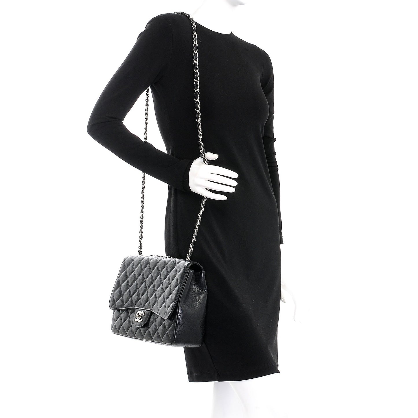 Caviar Quilted Jumbo Single Flap Black